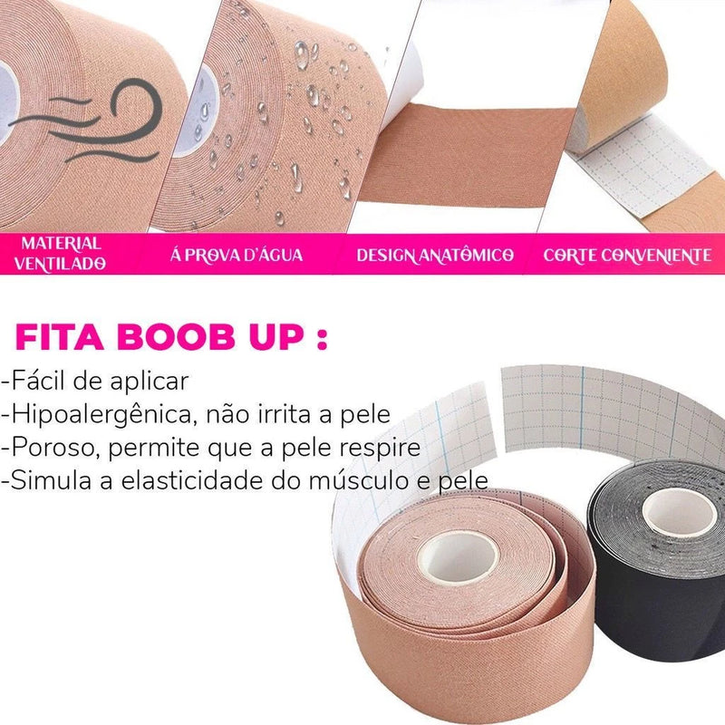 Kit 5 Sutiã Rolo Adesivo Levanta Peito Seio Fita Invisível