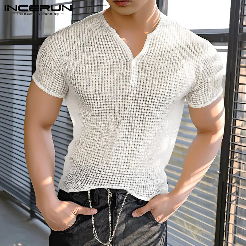 Camisa Masculina Xadrez Com Decote Sexy